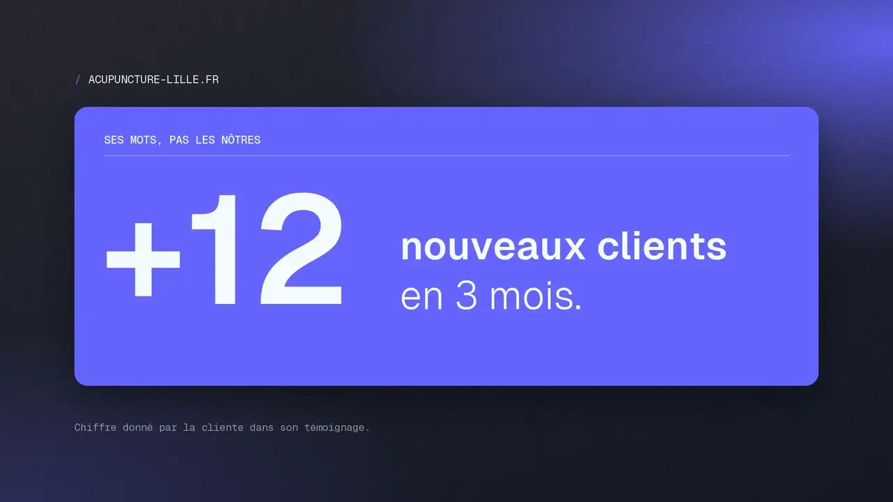 Film témoignages : Frédérique, d’acupuncture-lille.fr, +12 nouveaux clients en 3 mois selon ses mots