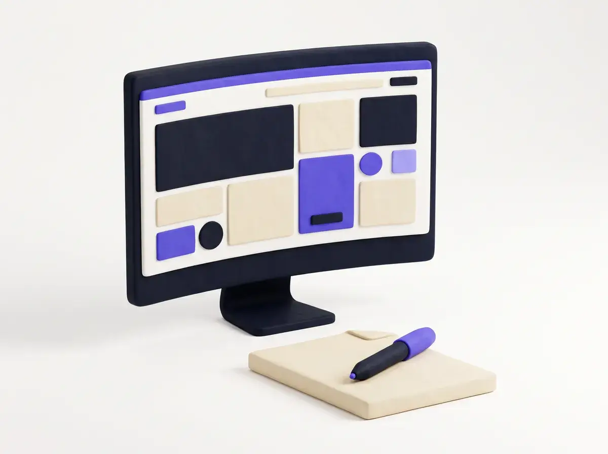 Une maquette de site à l’écran, un stylo posé sur le contrat : la maquette offerte avant de signer